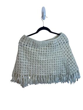 Burberry Mohair Silk Crochet Knit Pearl Poncho